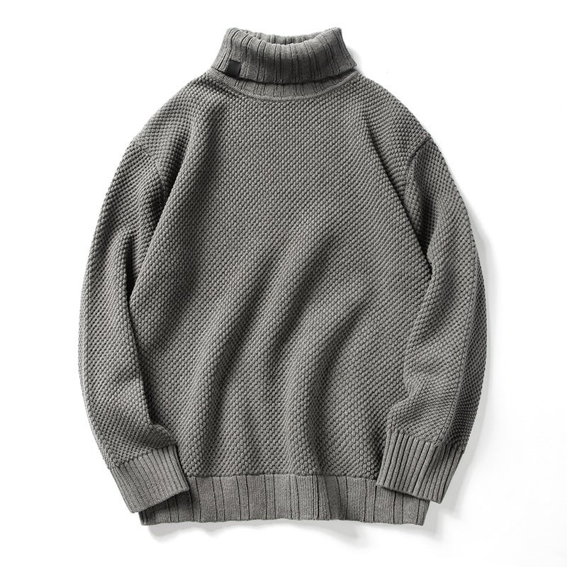 High Collar Loose Vintage Casual Knit Sweater Men Ink color - Image 2