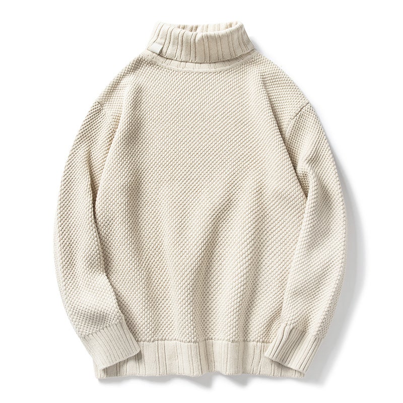 High Collar Loose Vintage Casual Knit Sweater Men Ink color - Image 4