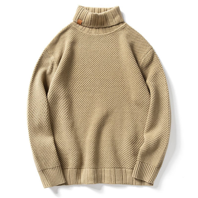 High Collar Loose Vintage Casual Knit Sweater Men Ink color - Image 3