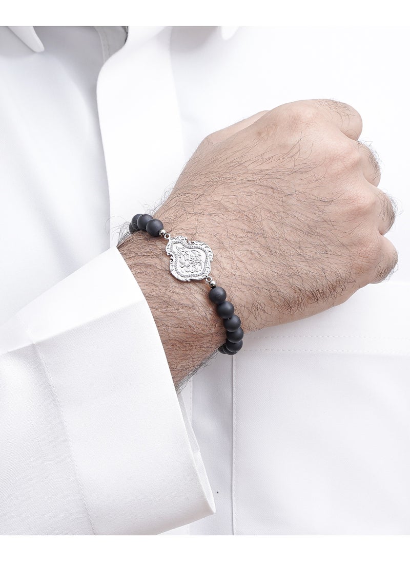 Subhati - Bracelet with metal Parts and Onyx Stone | 8 MM Beads - 18 - Image 1