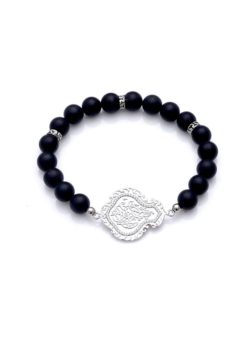 Subhati - Bracelet with metal Parts and Onyx Stone | 8 MM Beads - 18 - Image 1