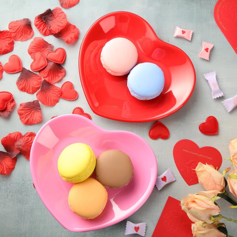 Maxcheck 8 Pcs Ceramic Heart Shaped Plates Valentines Plates 6'' Red Pink Valentines Day Dinnerware Heart Dishes Salad Dinner Plate for Dessert, Appetizer, Salad, Dishwasher Safe - Image 4