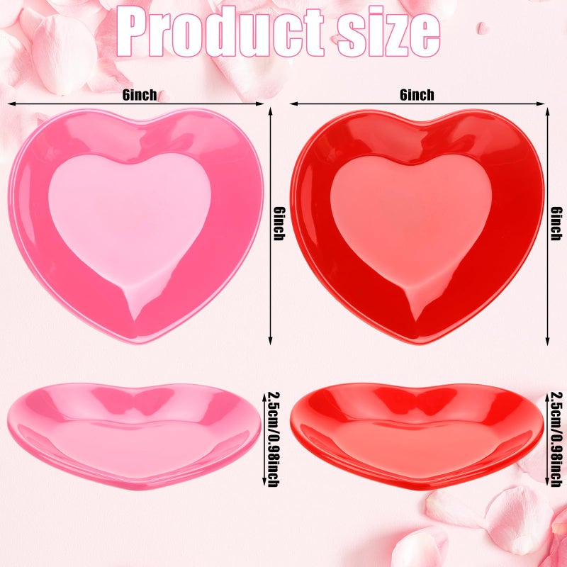 Maxcheck 8 Pcs Ceramic Heart Shaped Plates Valentines Plates 6'' Red Pink Valentines Day Dinnerware Heart Dishes Salad Dinner Plate for Dessert, Appetizer, Salad, Dishwasher Safe - Image 2