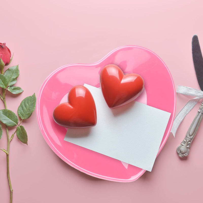 Maxcheck 8 Pcs Ceramic Heart Shaped Plates Valentines Plates 6'' Red Pink Valentines Day Dinnerware Heart Dishes Salad Dinner Plate for Dessert, Appetizer, Salad, Dishwasher Safe - Image 5