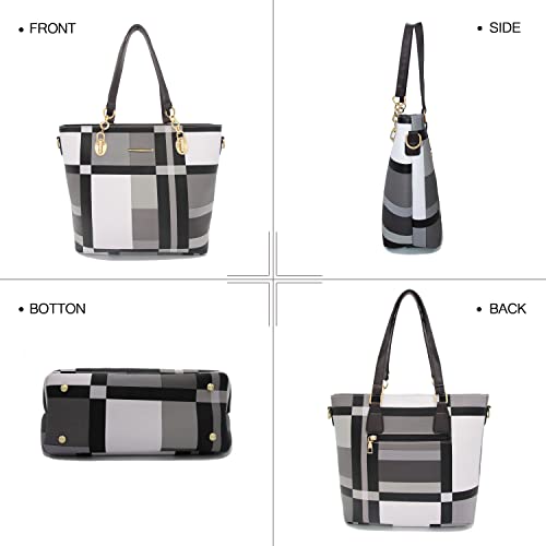 2E-youth Designer Purses And Handbags For Women Satchel Shoulder Bag Tote Bag For Work Clutch Purses (Black, White, Grey) - Image 4