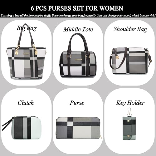 2E-youth Designer Purses And Handbags For Women Satchel Shoulder Bag Tote Bag For Work Clutch Purses (Black, White, Grey) - Image 2