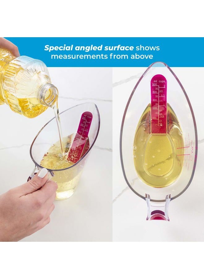 KPKitchen 4-Piece Angled Liquid Measuring Cups Plastic Set - Mini Oz, 1, 2 and 4 Plastic Measuring Cup Sizes - Plastic Measuring Cups For Liquids with ML & Cups Measures - Small & Large Measure Cup - Image 3