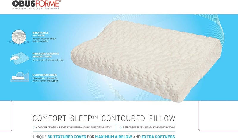 ObusForme Neck Pillow Contour Cervical Pillow High and Low Height Options for Optimal Neck Support and Sleep Breathable Cover for Maximum Airflow Comfort Sleep - Image 4