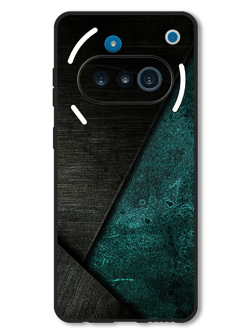 Theodor Case Compatible with Nothing Phone 3a Protection Shockproof Bumper Cover Black Dark Green Pattern - Image 1