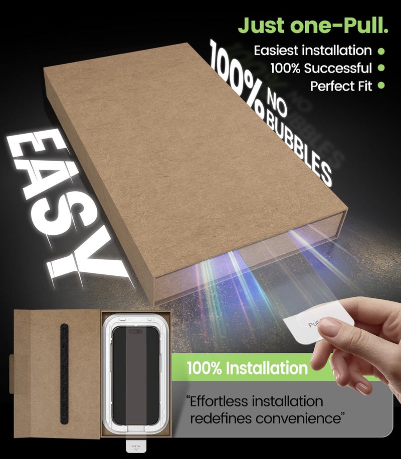 PandaShield 2-Pack Anti Blue Light Screen Protector for iPhone 17 Pro, 17, and 16 Pro [6.3"], Eye Care Tempered Glass, Military Grade Shatterproof with Eco-Friendly Paper Easy-Install Alignment Tool - Image 4