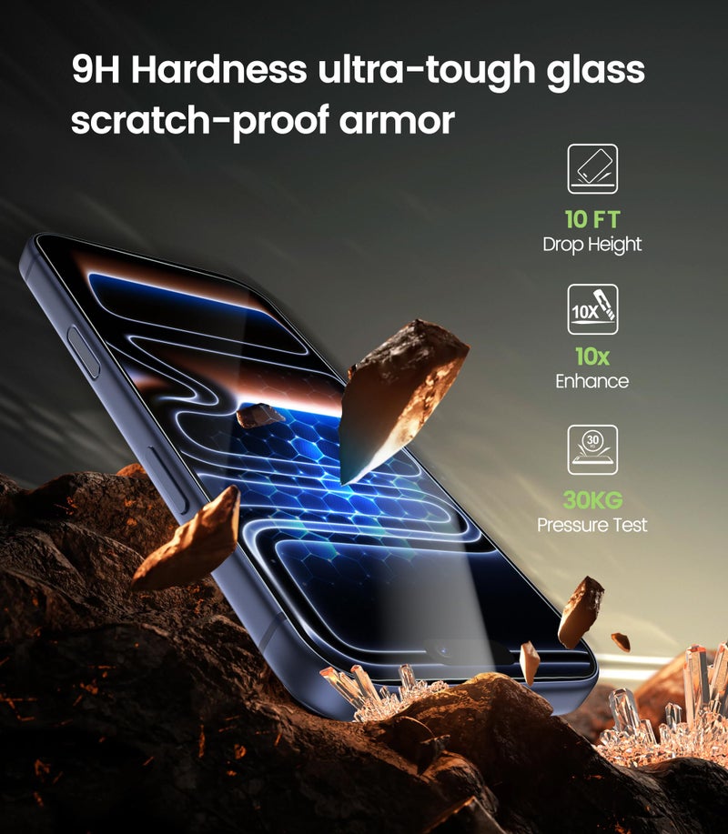 PandaShield 2-Pack Anti Blue Light Screen Protector for iPhone 17 Pro, 17, and 16 Pro [6.3"], Eye Care Tempered Glass, Military Grade Shatterproof with Eco-Friendly Paper Easy-Install Alignment Tool - Image 5