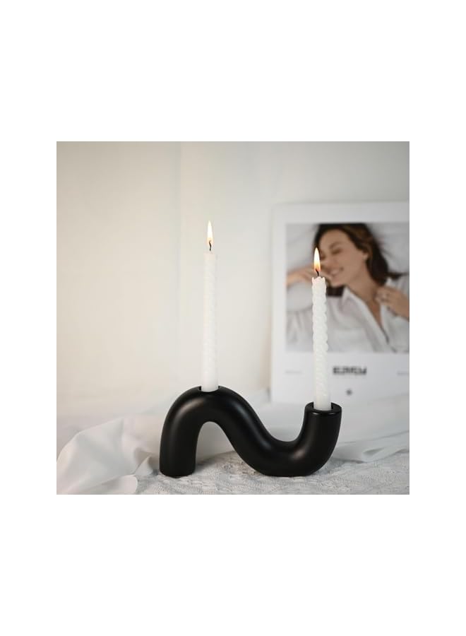 The Bros Ceramic Candle Holder, Modern Taper Candlestick Holder for Dining Table, Living Room Coffee Table, Candelabra for 2 Taper Candles - Image 4