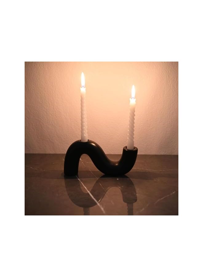 The Bros Ceramic Candle Holder, Modern Taper Candlestick Holder for Dining Table, Living Room Coffee Table, Candelabra for 2 Taper Candles - Image 3