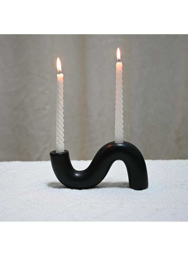 The Bros Ceramic Candle Holder, Modern Taper Candlestick Holder for Dining Table, Living Room Coffee Table, Candelabra for 2 Taper Candles - Image 1