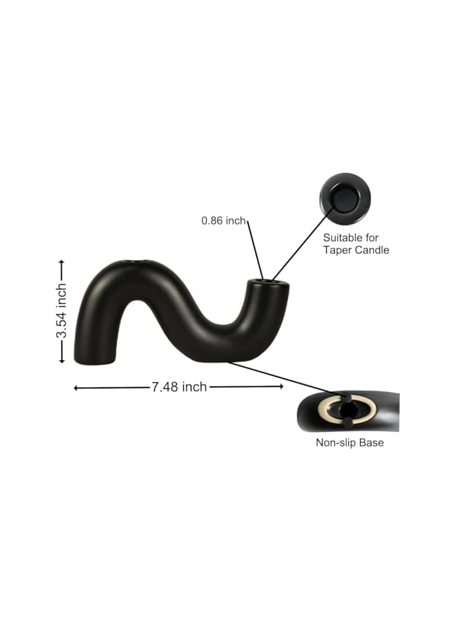 The Bros Ceramic Candle Holder, Modern Taper Candlestick Holder for Dining Table, Living Room Coffee Table, Candelabra for 2 Taper Candles - Image 5