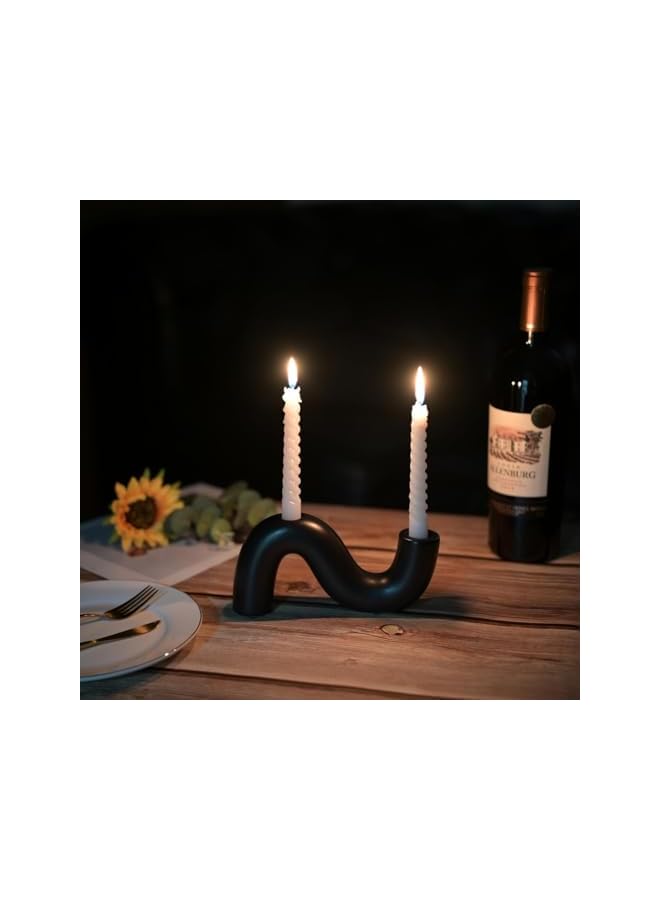 The Bros Ceramic Candle Holder, Modern Taper Candlestick Holder for Dining Table, Living Room Coffee Table, Candelabra for 2 Taper Candles - Image 2