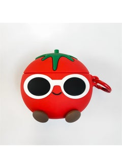 Three-Dimensional Tomato Suitable For Apple AirPods Pro Bluetooth Wireless Headphone Cover 1/2/3 Generation Silicone Cute Female-Color:Sunglasses Tomatoes + Ring-Applicable Models:Airpods 3rd Generation