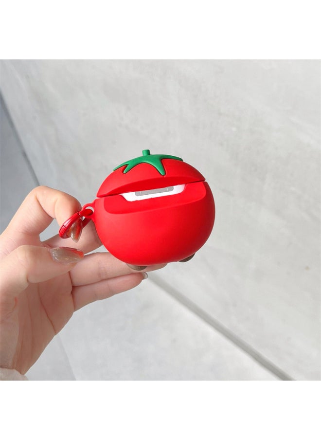 Generic - Three-Dimensional Tomato Suitable For Apple AirPods Pro Bluetooth Wireless Headphone Cover 1/2/3 Generation Silicone Cute Female-Color:Sunglasses Tomatoes + Ring-Applicable Models:Airpods 3rd Generation - Image 1
