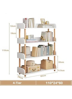 HOOKOR Durku 4-Tier Open Bookshelf -Freestanding Bookcase,Book Shelf Book Rack,Wood Storage Shelves Display Stand with Top Edge and Solid Wood Frame for Living Room,Home Office,Storage Cabinet (White)  - Image 2