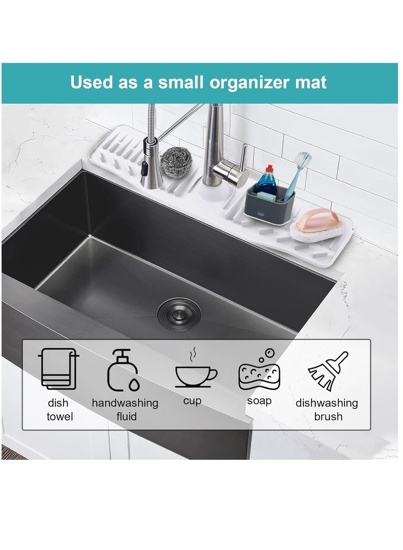 SYOSI Silicone Draining Mat for Sink, 24 Inch Kitchen Silicone Sink Splash Guard, Faucet Splash Mat, Faucet Absorbent Mat, Sink Countertop Protector, Faucet Protector Silicone Drain Mat, Splatter Screens  - Image 4