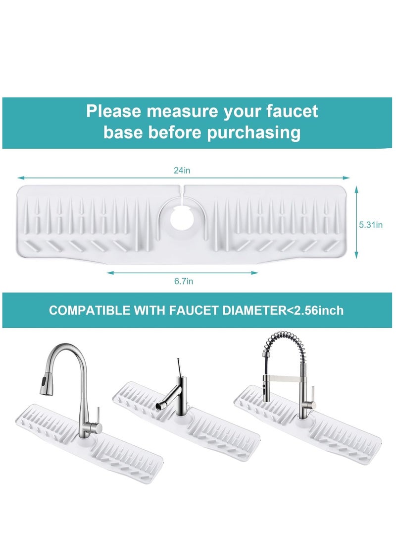 SYOSI Silicone Draining Mat for Sink, 24 Inch Kitchen Silicone Sink Splash Guard, Faucet Splash Mat, Faucet Absorbent Mat, Sink Countertop Protector, Faucet Protector Silicone Drain Mat, Splatter Screens  - Image 2