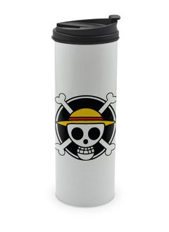 LIT One Piece White Tumbler for Hot Drinks One Piece White Tumbler Manga Fan Gift Travel Coffee Tumbler Wan Pisu Logo Design-  - Image 1
