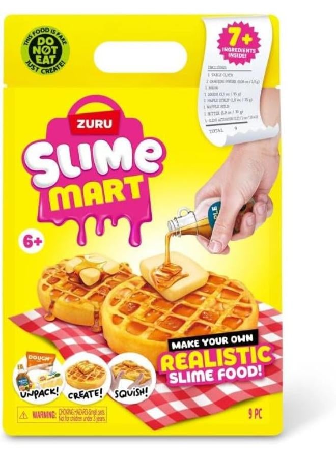 ZURU Slime Mart DIY Waffle Making Kit, Creative Food Slime Set with Mixing Tools, Ages 6+, Yellow Shopping Bag Box