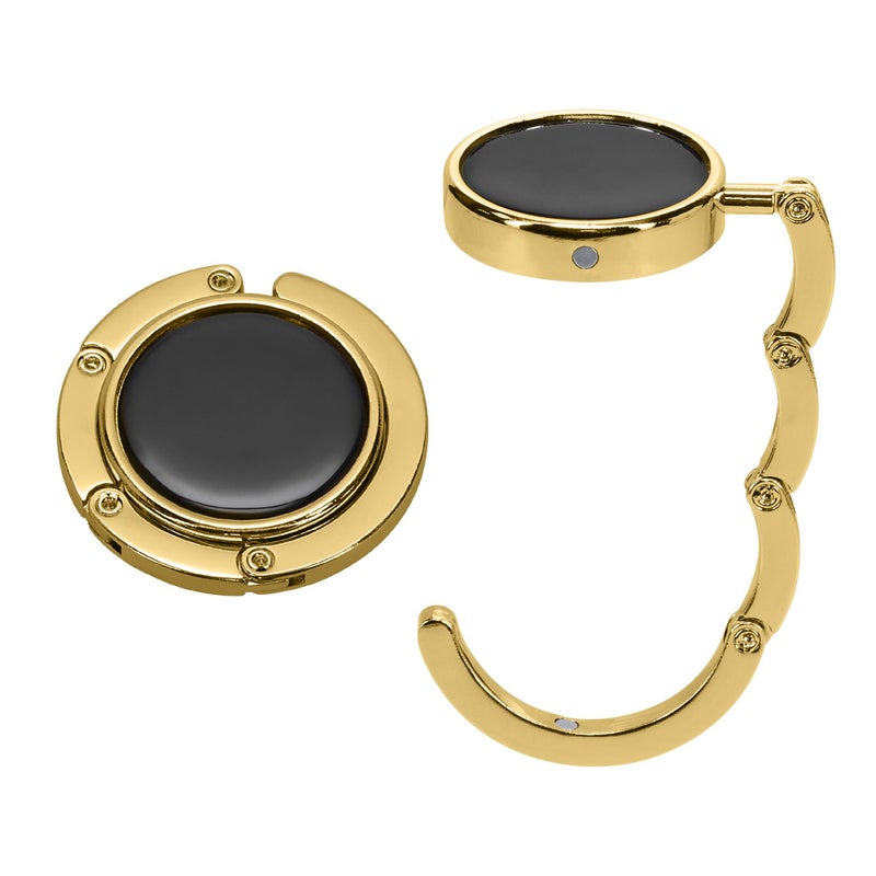 kwmobile Purse Hook for Table - Set of 2 Purse Holder - Folding Handbag Hanger - Portable Bag Holder - Bag Hooks for Desk - Table Hook Gold - Image 1