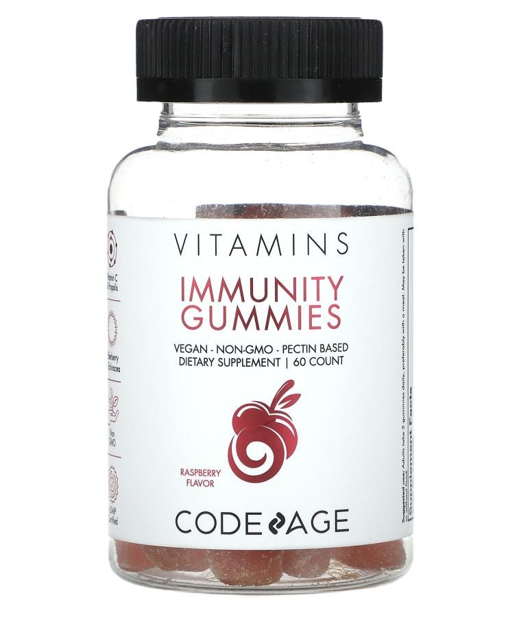 Vitamins Immunity Gummies Vegan Non-GMO Pectin Based Raspberry 60 Gummies
