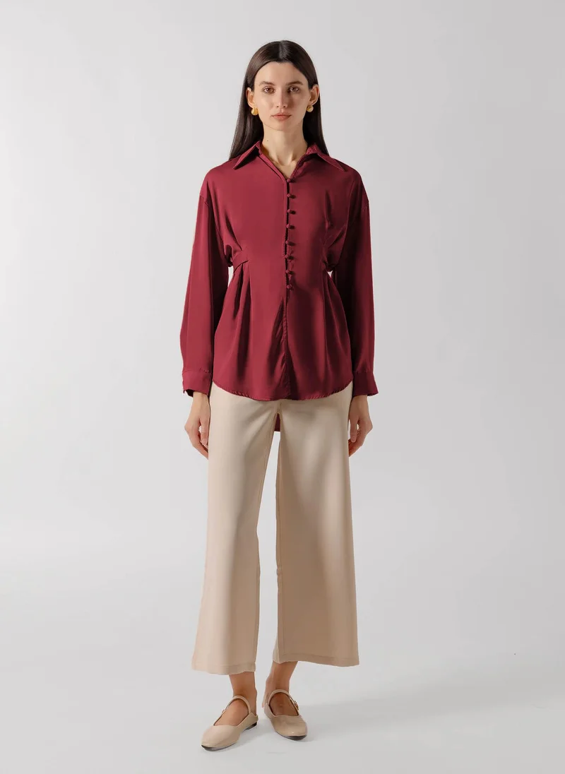 شايبس TIE DETAIL BUTTON DOWN SATIN SHIRT