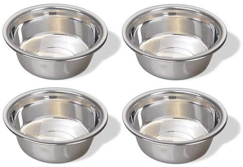 Greendale - 4 Pack - 6.75 Cup Capacity - Stainless Steel Metal Dog Bowls - Perfect for Dog Food and Water. Wrong Size? Click to Look at Our Size Options. - Image 1