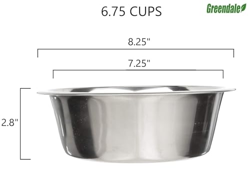 Greendale - 4 Pack - 6.75 Cup Capacity - Stainless Steel Metal Dog Bowls - Perfect for Dog Food and Water. Wrong Size? Click to Look at Our Size Options. - Image 2