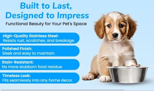 Greendale - 4 Pack - 6.75 Cup Capacity - Stainless Steel Metal Dog Bowls - Perfect for Dog Food and Water. Wrong Size? Click to Look at Our Size Options. - Image 3