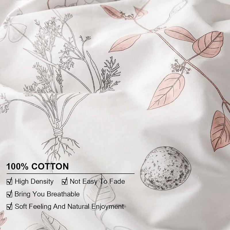 EAVD Vintage Style Garden Floral Duvet Cover Queen Soft Cotton Chic Floral Bedding Set with 2 Pillowcases Aesthetic Spring Botanical Duvet Cover Set for Girls Women - Image 5