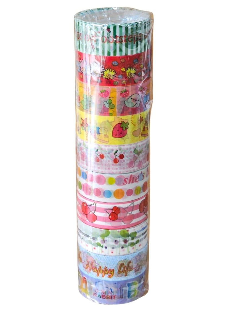 Washi Tape Set Ideal for Scrapbooking, Planners, Card/Gift Wrapping, DIY Crafts, Home Decor, Art & Craft Supplies -Pack of 10 Rolls