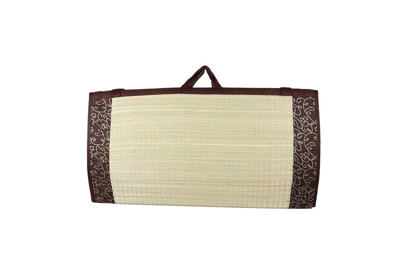 KALA DARSHAN CRAFTS BAZAAR KALA DARSHAN CRAFTS BAZAAR Foldable korai Grass Chatai 152 X 182 CM with 15MM Thickness Hand Made Brown Butter Satin  - Image 1