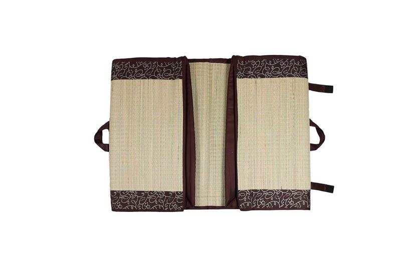 KALA DARSHAN CRAFTS BAZAAR KALA DARSHAN CRAFTS BAZAAR Foldable korai Grass Chatai 152 X 182 CM with 15MM Thickness Hand Made Brown Butter Satin  - Image 3