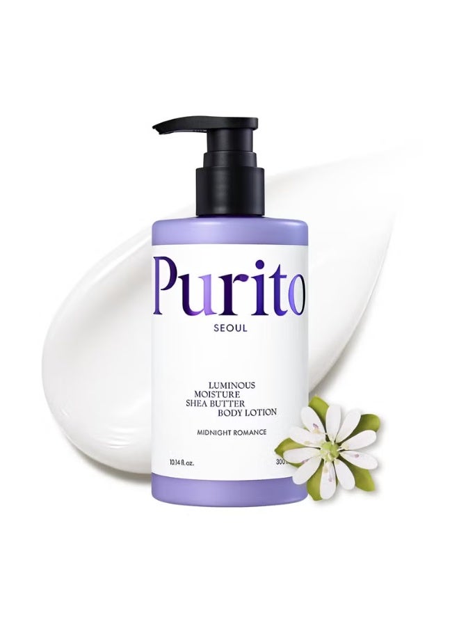 PURITO Luminous Moisture Shea Butter Body Lotion, Shea Butter, Gentle on Skin, Moisturizing, Dry Skin, Pump Bottle, K-Beauty, 300ml / 10.14 fl. oz. (Midnight Romance, 10.14 fl. oz.)