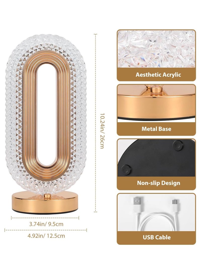 Hihonor Oval Table Lamp, Stepless Dimmable Touch Lamp with 3 Colors, Rechargeable Night Light with USB Port, Crystal Modern Oval Light Bedside Lamp for Nightstand Desk Bedroom Living Room Home Decor  - Image 5