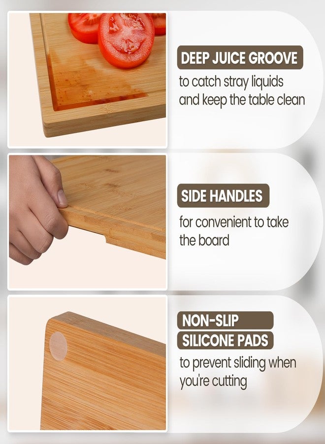 Kikcoin Bamboo Cutting Boards for Kitchen, Extra Large Wood Cutting Board with Rotating Kickstand & Juice Groove, Wooden Chopping Board for Meats Veges Fruits, Heavy Duty Serving Tray, 17 x 11.3 inch - Image 4