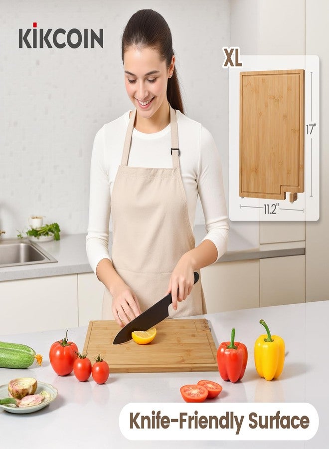 Kikcoin Bamboo Cutting Boards for Kitchen, Extra Large Wood Cutting Board with Rotating Kickstand & Juice Groove, Wooden Chopping Board for Meats Veges Fruits, Heavy Duty Serving Tray, 17 x 11.3 inch - Image 5