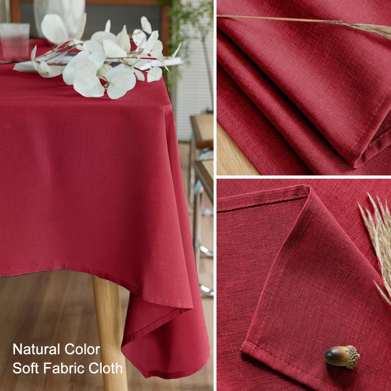 AUSSPVOCT Textured Tablecloth Round 60 Inch Waterproof Spill-Proof Wipeable Table Cloth Wrinkle Free Circle Dining Table Cover for Birthday Farmhouse Outdoor Party Tablecloths up to 44'' Dia Tables - Image 5