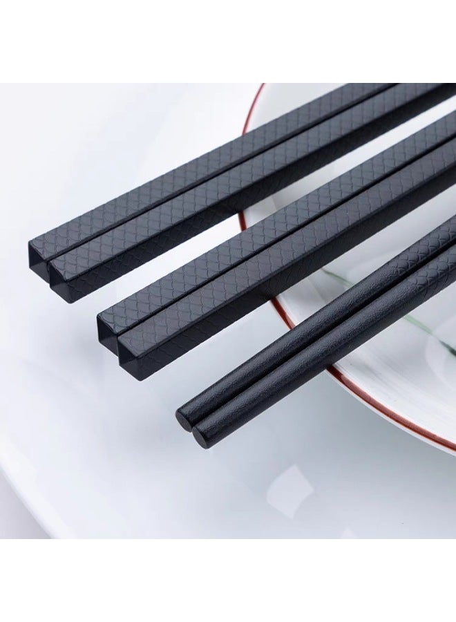 Japanese Pointed Black Bamboo Pattern Chopsticks Cherry Blossom Chopsticks Special Chopsticks Household Cheap Commercial Alloy Chopsticks-Color:24cm Smooth Alloy Chopsticks-meal Packaging 1500 Double Bag - Image 2