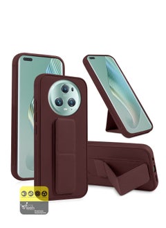 Wtech Hand Grip Foldable Magnetic Kickstand Wrist Strap Finger Grip With Built-In Iron Piece Magnetic Holder For Honor Magic 5 Pro 5G 2023 Chocolate Brown  - Image 1