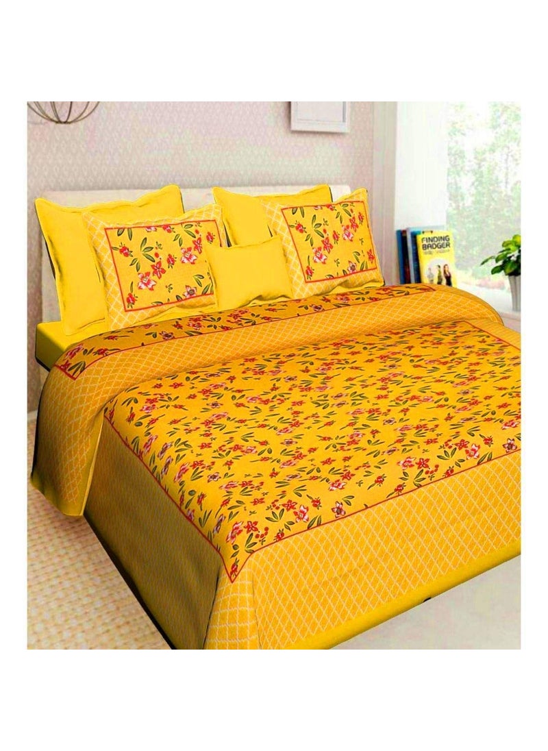 Queenie Queenie Brand 100% Cotton Rajasthani Jaipuri Traditional King Size Double Bed Bedsheet with 2 Pillow Covers/Zikzag Print Bedsheet for DoubleB Bed (ZIGZAK-LY)  - Image 3