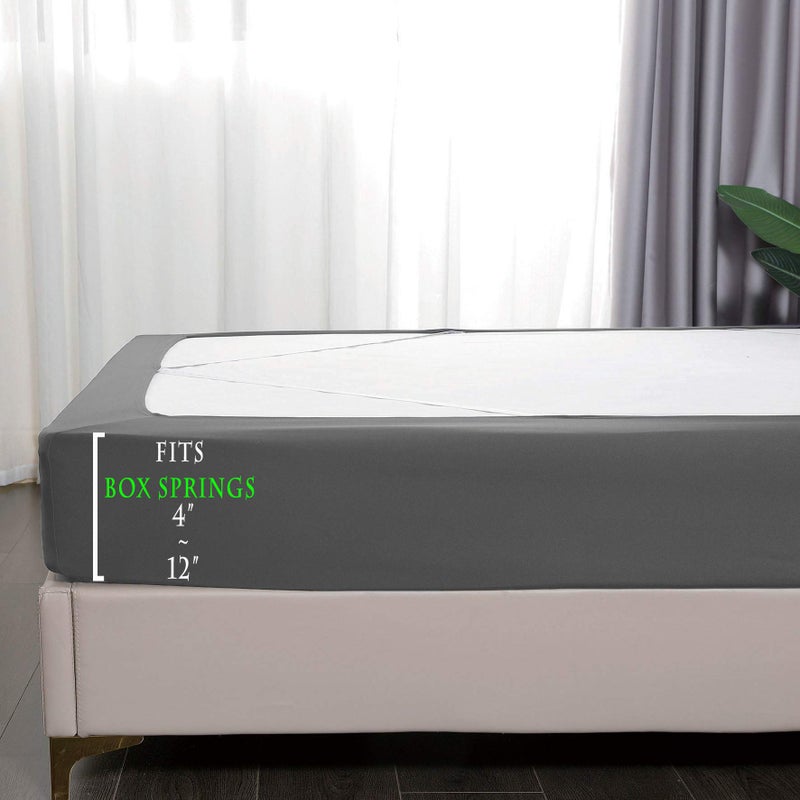 Elegant Comfort Elegant Comfort Box Spring Cover - Snug 4 Way Elastic Wrap Around Jersey Knit Alternative for Bed Skirt  Ultra Soft  Wrinkle Free  Twin  Gray  - Image 2