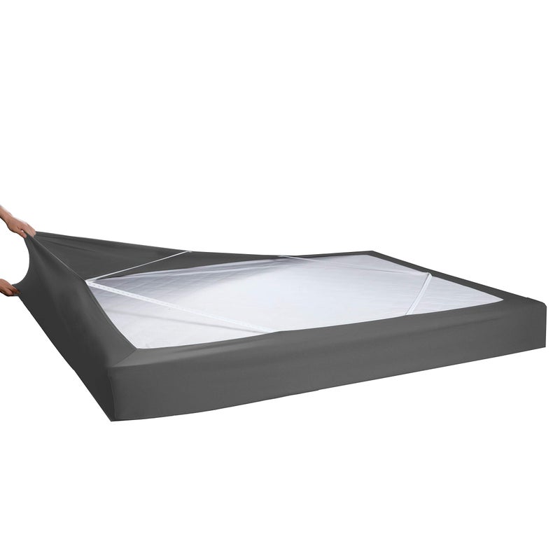 Elegant Comfort Elegant Comfort Box Spring Cover - Snug 4 Way Elastic Wrap Around Jersey Knit Alternative for Bed Skirt  Ultra Soft  Wrinkle Free  Twin  Gray  - Image 1