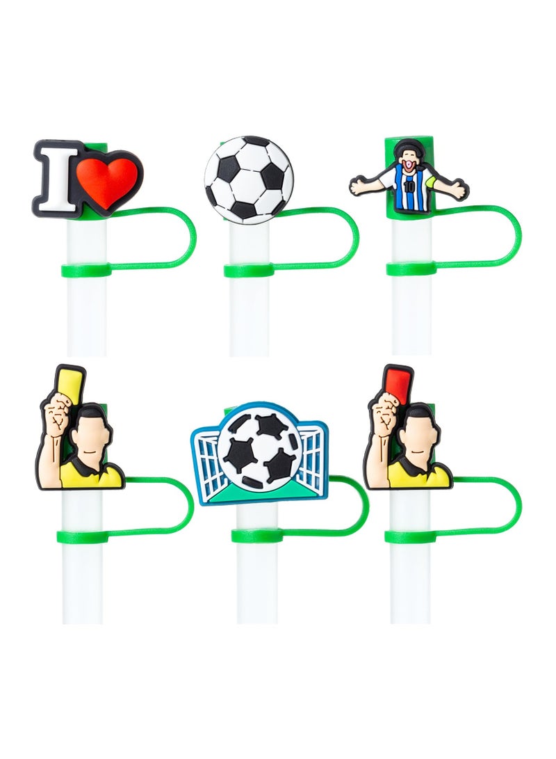 SYOSI 6Pcs Soccer Straw Cover Caps for Stanley Cup Accessories, 10mm Cute Black Drinking Straw Toppers, Dust-Proof Reusable Straw Tips, Compatible with 40oz 30oz Stanley Tumbler - Image 1