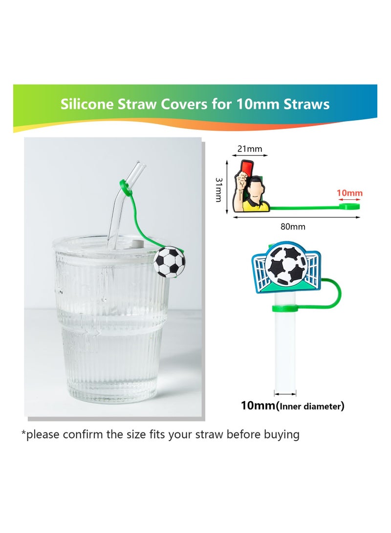 SYOSI 6Pcs Soccer Straw Cover Caps for Stanley Cup Accessories, 10mm Cute Black Drinking Straw Toppers, Dust-Proof Reusable Straw Tips, Compatible with 40oz 30oz Stanley Tumbler - Image 2
