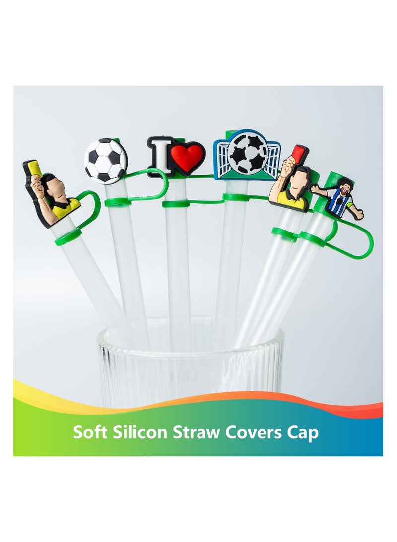 SYOSI 6Pcs Soccer Straw Cover Caps for Stanley Cup Accessories, 10mm Cute Black Drinking Straw Toppers, Dust-Proof Reusable Straw Tips, Compatible with 40oz 30oz Stanley Tumbler - Image 3
